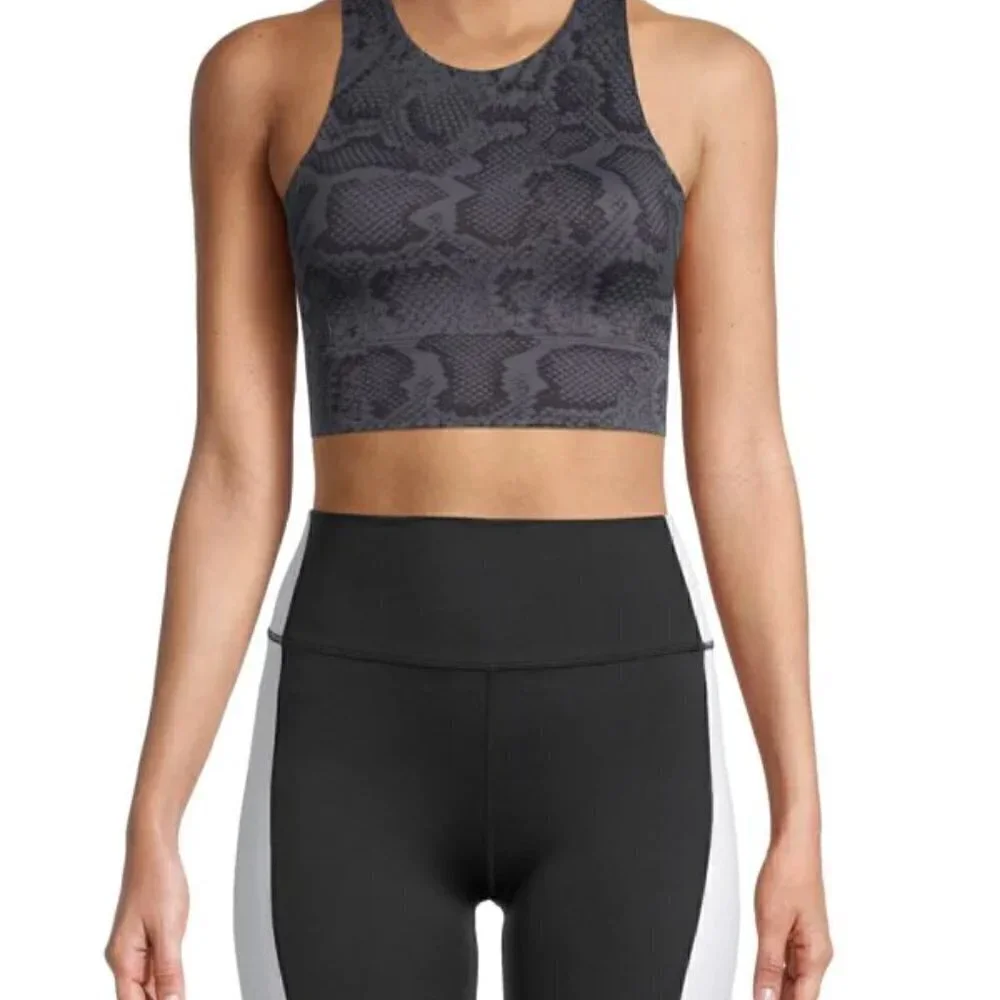 All Fenix Snake Blue Grey/Black Longline Racerback Sports Bra NWT Size Small